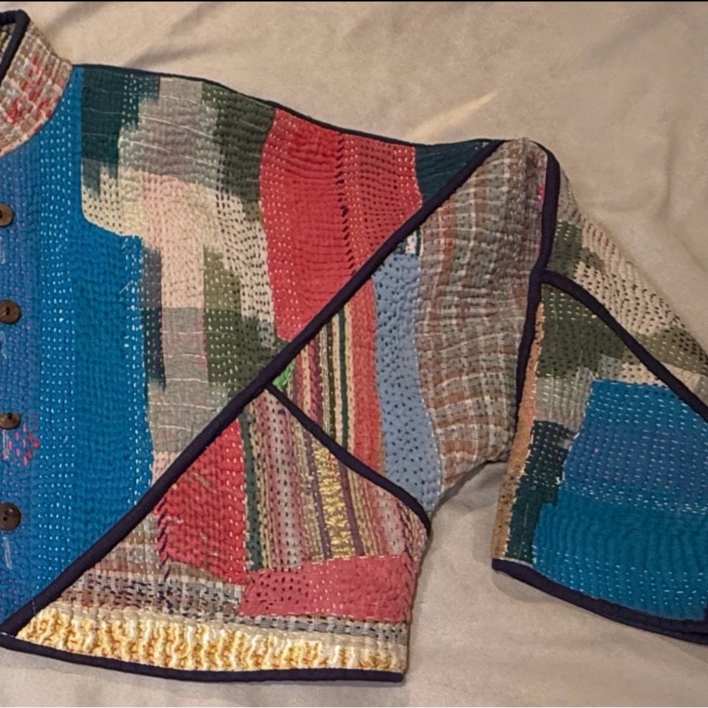 NAMAI Kaira cropped quilted patchwork Kantha jacket ONE OF A KIND - Picture 6 of 7